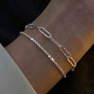 Silver Paperclip Rhinestone Bracelet